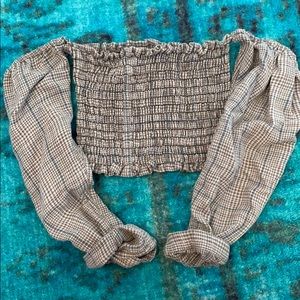 NWOT furst of a kind flannel long sleeve crop top
